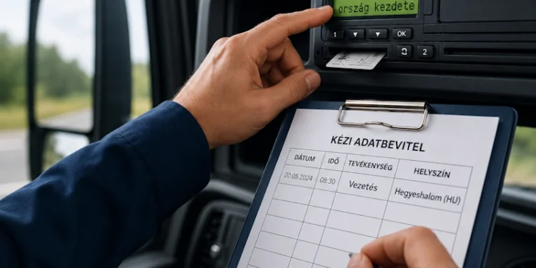 Mikor kell kézi adatbevitel a tachográfban?